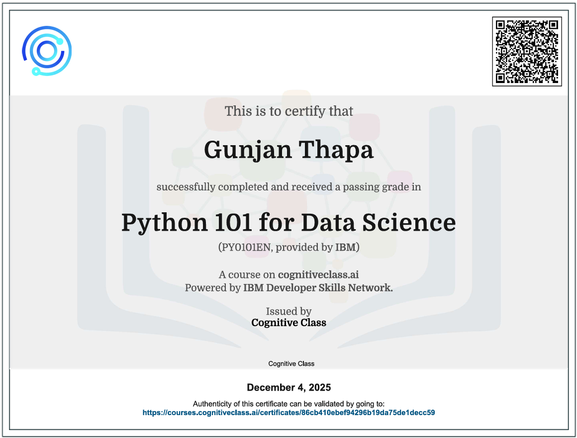 Python 101 certificate